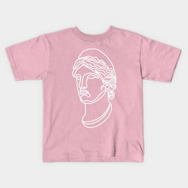 Greek Face in single line style Kids T-Shirt by EyeseeMS